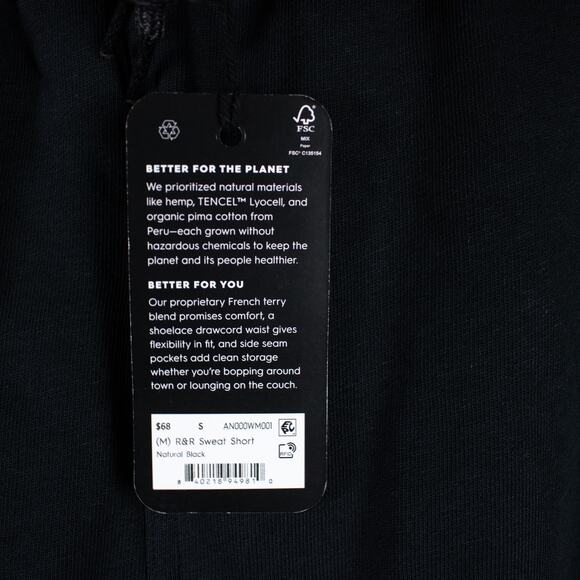 Allbirds R&R Men Shorts Natural Black Size Small Sweat Short Activewear Athletic - Picture 7 of 10